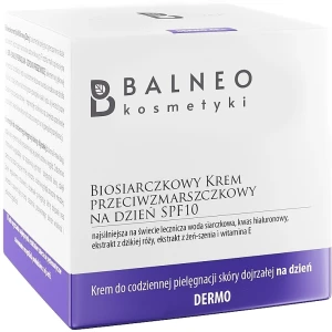 Balneokosmetyki Денний біосульфідний крем для обличчя проти зморщок з гіалуроновою кислотою та вітаміном Е для зрілої шкіри SPF10