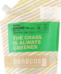 Benecos УЦІНКА Гель для душу 2в1 Shower Gel and Shampoo Organic Hemp (змінний блок) *