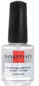 Sophin Верхнє покриття для нігтів з голографічними частками, срібло Top Coat Holographic Silver
