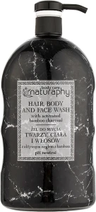Naturaphy Гель для душу, тіла, обличчя та волосся з активованим вугіллям і ароматом сандалового дерева Hair, Body And Face Wash