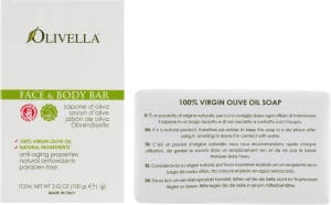 Olivella Мило для обличчя і тіла, на основі оливкової олії Face & Body Soap Olive