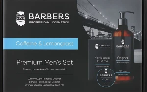 Barbers Подарунковий набір для чоловіків Premium Mens Set Caffeine & Lemongrass (shm/400ml + beard/balm/50ml + socks/2pcs)