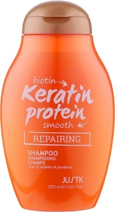 JustK Бессульфатный шампунь для ломких и посеченных волос с биотином и кератином