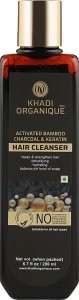 Khadi Organique Натуральний аюрведичний шампунь для м'якості й блиску волосся "Бамбукове активоване вугілля і кератин" без СЛС Activated Bamboo Charcoal & Keratin Hair Cleanser