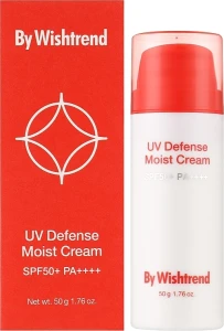 Зволожувальний сонцезахисний крем із пантенолом - By Wishtrend UV Defense Moist Cream SPF 50+ PA++++, 50g