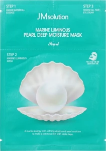 JMsolution Трёхшаговый набор для сияния кожи Marine Luminous Pearl Balancing Mask (essence/1.5ml + mask/27ml + cr/1.5ml)