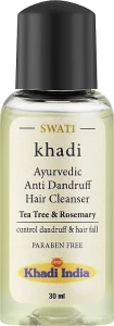 Khadi Swati Аюрведичний засіб для волосся проти лупи "Чайне дерево і розмарин" Ayurvedic Anti Dandruff Cleanser Tea Tree & Rosemary (міні)