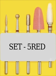 Nail Drill Стартовий набір фрез для тонкої кутикули SET 5 Red