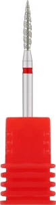 Nail Drill Фреза алмазна "Полум'я" 243 021LXR, діаметр 2,1 мм, червона, торнадо