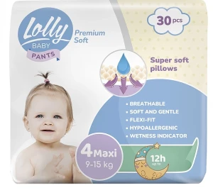 Lolly Подгузники-трусики детские "Premium Soft Maxi" 4, 9-15 кг, 30 шт.