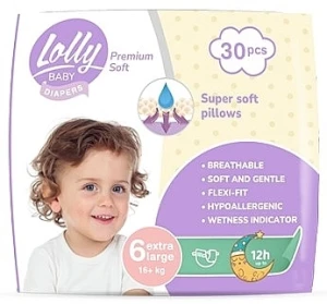 Lolly Подгузники детские "Premium Soft" 6 (16 + кг), 30 шт., 30шт