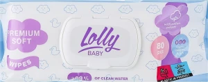 Lolly Салфетки влажные детские с первых дней жизни с клапаном, 80 шт. Baby