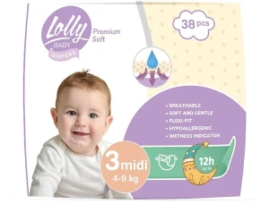 Lolly Подгузники Premium Soft Mini 3, 4-9 кг, 38 шт.