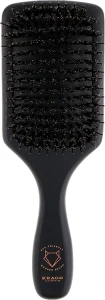 Krago Расческа для волос с натурального дуба с натуральной щетиной кабана, черная Eco Wooden Brush