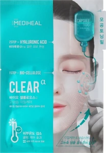 Біоцелюлозна маска з гіалуроновою кислотою - Mediheal Capsule 100 Bio Seconderm Clear Alpha 2 Step Face Mask, 27 г, 1 шт