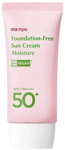 Сонцезахисний зволожуючий тонуючий крем для обличчя - Manyo Foundation-Free Sun Cream Moisture SPF 50+ PA++++, 50 мл
