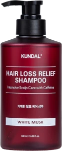 Шампунь проти випадіння волосся "Білий мускус" - Kundal Natural Caffeine & Intensive Scalp Care Shampoo White Musk, 500 мл