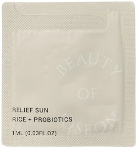 Сонцезахисний крем з пробіотиками - Beauty Of Joseon Relief Sun: Rice + Probiotics SPF 50+ PA++++, пробник, 1 мл