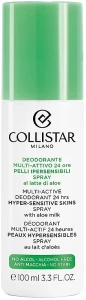 Дезодорант-спрей с молочком алоэ для чувствительной кожи - Collistar Multi-Active Deodorant 24 Hours Hyper-sensitive skins spray with aloe milk, 100 мл