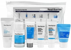 Набір міні засобів для догляду за обличчям - Real Barrier Renew Real barrier Kit, 6 продуктів + косметичка