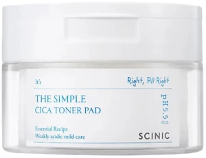 Тонер диски для обличчя з центелою - Scinic The Simple Cica Toner Pad, 60 шт