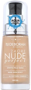 Тональная основа - Deborah 24Ore Nude Perfect Aqua System Foundation SPF20, 02 - Beige