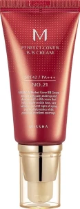 BB крем с идеальным покрытием - Missha Perfect Cover BB Cream SPF42/PA++ Moisturized Complexion, 21 - Light Beige, 50 мл