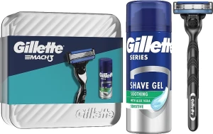 Набір для гоління - Gillette Mach 3, razor/1pc + foam/75ml + box/1pc