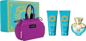 Набір парфумований для жінок - Versace Dylan Turquoise pour Femme, edt/100ml + b/lot/100ml + sh/gel/100ml + bag