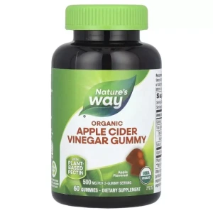 Яблочный уксус - Nature's Way Organic Apple Cider Vinegar Gummies, 500 мг, 60 жевательных конфет