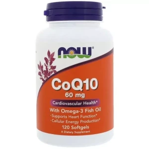 Коензим Q10 з риб'ячим жиром - Now Foods CoQ10 with Omega-3, 60 мг, 120 вегетаріанських капсул
