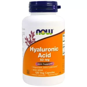 Гіалуронова кислота + МСМ (сірка) - Now Foods Hyaluronic Acid with MSM, 50 мг, 120 веганських капсул