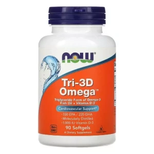 Рыбий жир + D3 - Now Foods Tri-3D Omega, 90 желатинових капсул