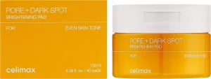 Пади освітлювальні для звуження пір - Celimax Pore+Dark Spot Brightening Pad, (40pads)