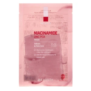 Тканевая маска для жирной кожи с ниацинамидом и цинком - BEAUSTA Derma 2X Niacinamide Zinc PCA Mask, 1 шт