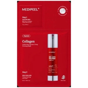 Набор двухэтапный сыворотка и маска с коллагеном и микроиглами - Medi peel Red Lacto Collagen 3000 Shot Serum 2 Step Mask, 1 шт