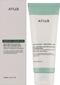 Заспокійлива пінка для вмивання з бурштиновою кислотою - ANUA Heartleaf Succinic Moisture Cleansing Foam, 150 мл