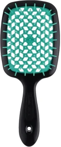 Гребінець для волосся чорний з бірюзовим - Janeke SMALL SUPER BRUSH, 17,5 см х 7,3 см