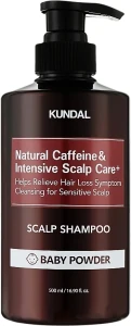 Шампунь против выпадения волос с кофеином - Kundal "Baby Powder" Natural Caffeine & Intensive Scalp Care Shampoo, 500 мл