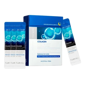 Нічна зволожувальна маска для обличчя з колагеном - FarmStay Collagen Water Full Moist Sleeping Mask, 20 шт * 4 мл