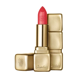 Guerlain Зволожувальна матова помада для губ KissKiss Matte Hydrating & Plumping Velvet Matte Lip Colour, M348 Hot Coral, 3.5 г