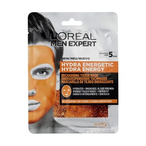 L’Oreal Paris Тканинна маска для шкіри обличчя L'Oreal Paris Men Expert Hydra Energetic для чоловіків, 30 г