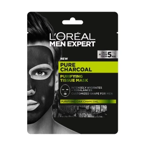 L’Oreal Paris Тканинна маска для шкіри обличчя L'Oreal Paris Men Expert Pure Charcoal для чоловіків, 30 г