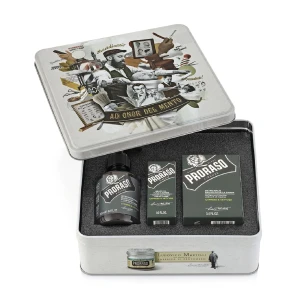 Proraso Подарочный набор для ухода за бородой коллекция Cypress & Vetyver в металлической коробке (шампунь для бороды 200 мл + бальзам для ухода за бородой 100 мл + масло для бороды 30 мл)
