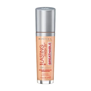 Rimmel Тональна основа стійка Lasting Finish 25h Breathable Foundation SPF 20, 200 Soft Beige, 30 мл