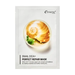 Esthetic House Відновлювальна тканинна маска для обличчя Snail Cica+ Perfect Repair Mask на основі муцина равлика, 25 мл