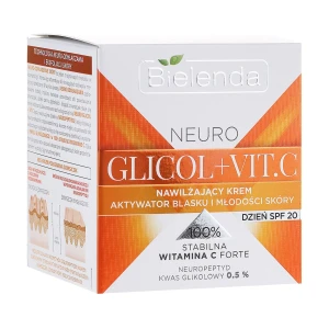 Bielenda Крем для обличчя NEURO GLICOL + VIT C Зволожуючий активатор блиску і молодості шкіри SPF 20 денний, 50 мл