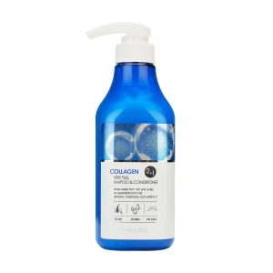 FarmStay Шампунь-кондиционер Collagen Water Full Shampoo And Conditioner с коллагеном, 530 мл