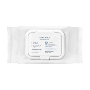 Missha Очищувальні серветки для обличчя Super Aqua Ultra Hyalron Cleansing Oil Wipes з маслами та гіалуроновою кислотою, 30 шт