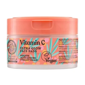 NATURA SIBERICA Очищувальні пілінг-диски для сяйва шкіри Oblepikha C-Berrica Vitamin C Ultra Glow Face Pads, 20 шт